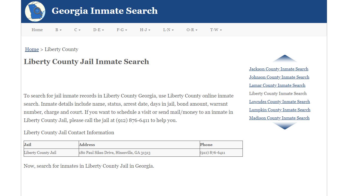 Liberty County Jail Inmate Search